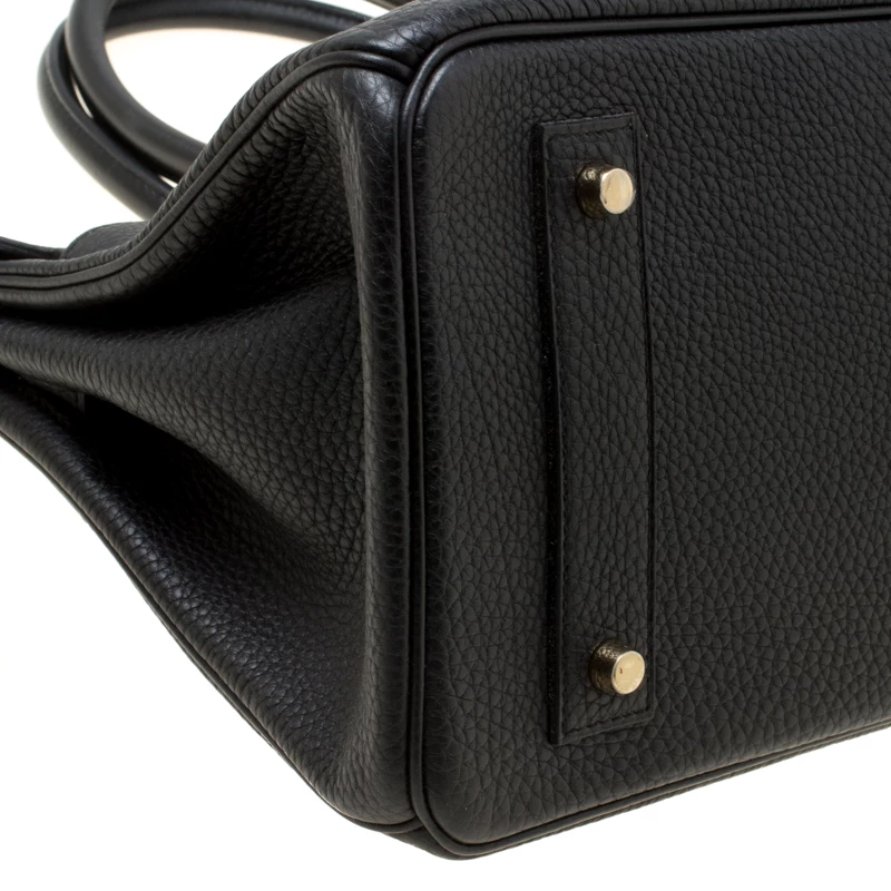 Hermes Black Clemence Leather Gold Hardware Shoulder Birkin 42 Bag For Women 17 Hermes Black Clemence Leather Gold Hardware Shoulder Birkin 42 Bag For Women - Image 15