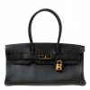 Hermes Black Clemence Leather Gold Hardware Shoulder Birkin 42 Bag For Women