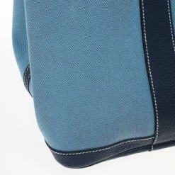 Hermes Blue Canvas And Leather Garden Party TPM Tote Bag For Women -Deals Hermes Store luxury women hermes used handbags p17536 007