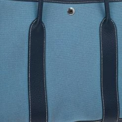 Hermes Blue Canvas And Leather Garden Party TPM Tote Bag For Women -Deals Hermes Store luxury women hermes used handbags p17536 009