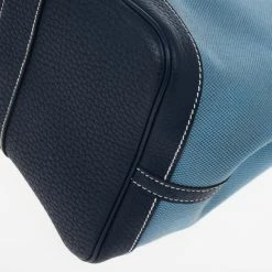 Hermes Blue Canvas And Leather Garden Party TPM Tote Bag For Women -Deals Hermes Store luxury women hermes used handbags p17536 011