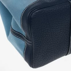 Hermes Blue Canvas And Leather Garden Party TPM Tote Bag For Women -Deals Hermes Store luxury women hermes used handbags p17536 012