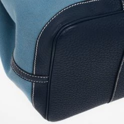 Hermes Blue Canvas And Leather Garden Party TPM Tote Bag For Women -Deals Hermes Store luxury women hermes used handbags p17536 014
