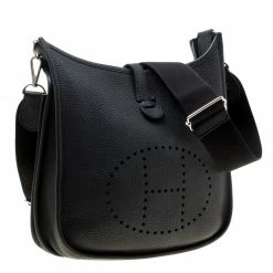 Hermes Black Togo Leather Evelyne III PM Bag For Women -Deals Hermes Store luxury women hermes used handbags p177024 008