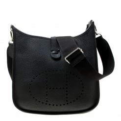 Hermes Black Togo Leather Evelyne III PM Bag For Women