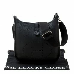 Hermes Black Togo Leather Evelyne III PM Bag For Women -Deals Hermes Store luxury women hermes used handbags p177024 011