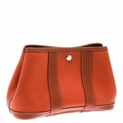 Hermes Fauve Toile Officier And Buffalo Leather Garden Party Pochette For Women -Deals Hermes Store luxury women hermes used handbags p177092 008