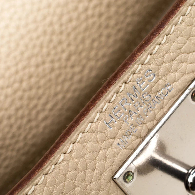 Hermes Parchemin Clemence Leather Palladium Hardware Shoulder Kelly 42 Bag For Women 11 Hermes Parchemin Clemence Leather Palladium Hardware Shoulder Kelly 42 Bag For Women - Image 9