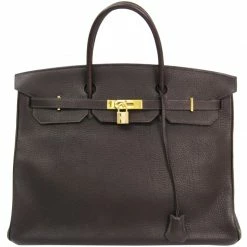 Hermes Ebene Togo Leather Gold Hardware Birkin 40 Bag For Women