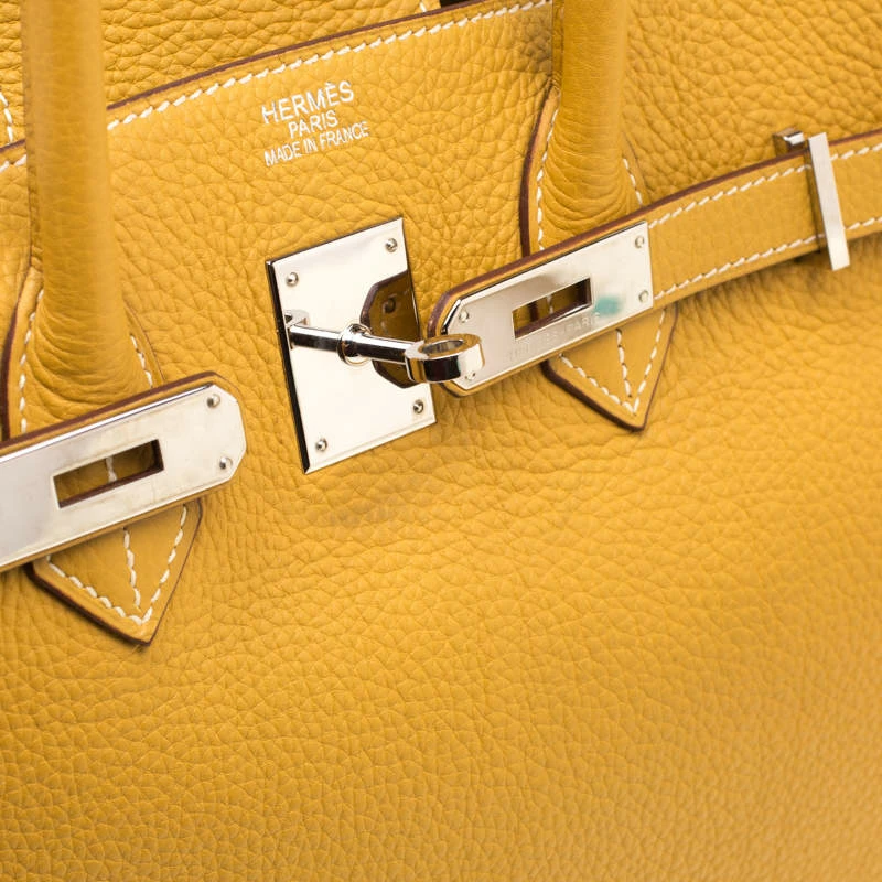 Hermes Soleil Togo Leather Palladium Hardware Birkin 35 Bag For Women 8 Hermes Soleil Togo Leather Palladium Hardware Birkin 35 Bag For Women - Image 6