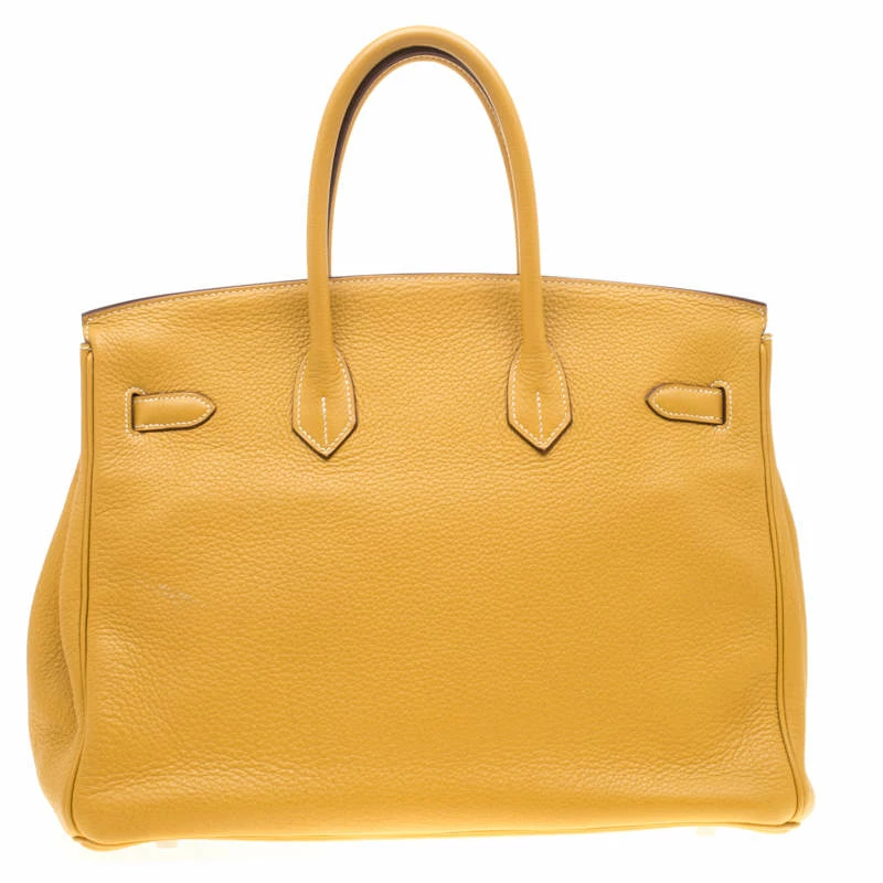 Hermes Soleil Togo Leather Palladium Hardware Birkin 35 Bag For Women 6 Hermes Soleil Togo Leather Palladium Hardware Birkin 35 Bag For Women - Image 4