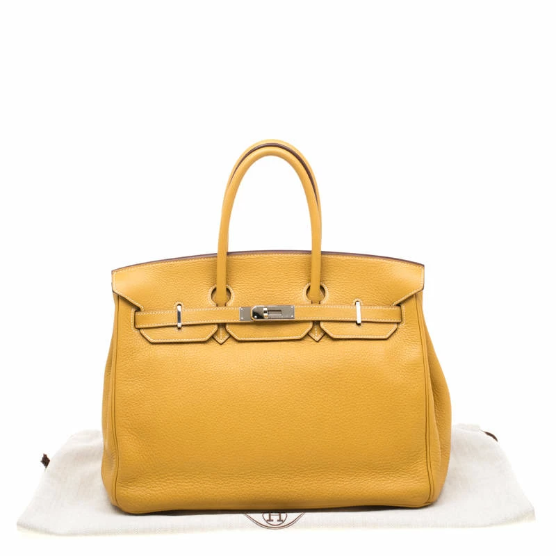 Hermes Soleil Togo Leather Palladium Hardware Birkin 35 Bag For Women 14 Hermes Soleil Togo Leather Palladium Hardware Birkin 35 Bag For Women - Image 12