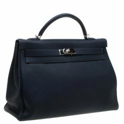 Hermes Bleu Obscur Clemence Leather Palladium Hardware Kelly Retourne 40 Bag For Women -Deals Hermes Store luxury women hermes used handbags p182607 014