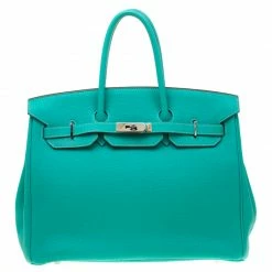 Hermes Menthe Togo Leather Palladium Hardware Birkin 35 Bag For Women