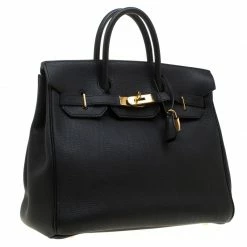 Hermes Black Fjord Leather Gold Hardware HAC Birkin 32 Bag For Women -Deals Hermes Store luxury women hermes used handbags p182617 009