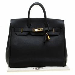 Hermes Black Fjord Leather Gold Hardware HAC Birkin 32 Bag For Women -Deals Hermes Store luxury women hermes used handbags p182617 013