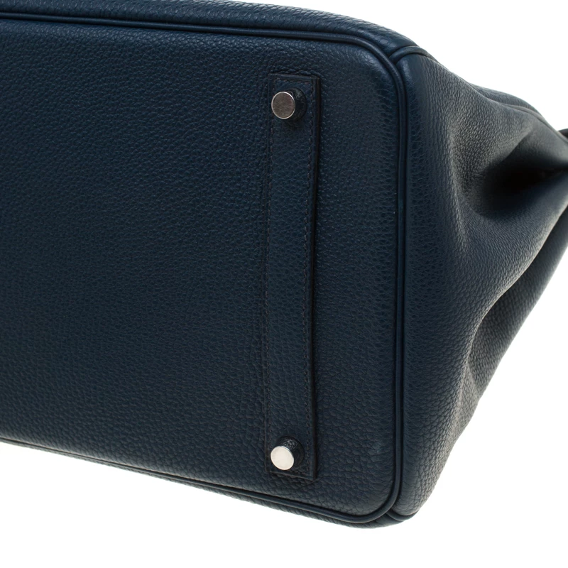 Hermes Bleu De Malte Leather Palladium Hardware Birkin 35 Bag For Women 17 Hermes Bleu De Malte Leather Palladium Hardware Birkin 35 Bag For Women - Image 15