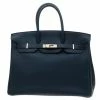 Hermes Bleu De Malte Leather Palladium Hardware Birkin 35 Bag For Women -Deals Hermes Store luxury women hermes used handbags p182620 013