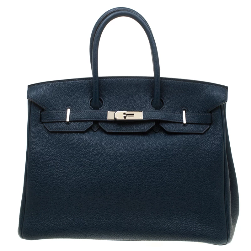 Hermes Bleu De Malte Leather Palladium Hardware Birkin 35 Bag For Women 3 Hermes Bleu De Malte Leather Palladium Hardware Birkin 35 Bag For Women