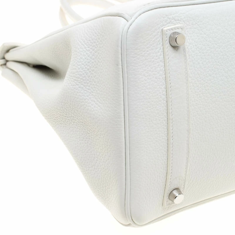 Hermes White Togo Leather Palladium Hardware Birkin 35 Bag For Women 17 Hermes White Togo Leather Palladium Hardware Birkin 35 Bag For Women - Image 15