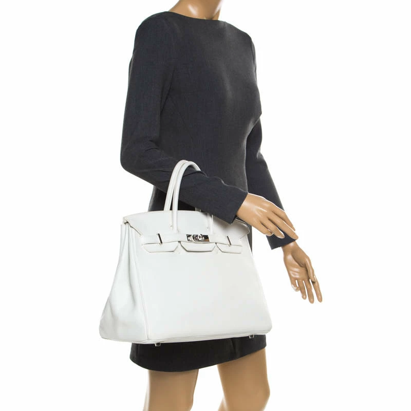Hermes White Togo Leather Palladium Hardware Birkin 35 Bag For Women 4 Hermes White Togo Leather Palladium Hardware Birkin 35 Bag For Women - Image 2