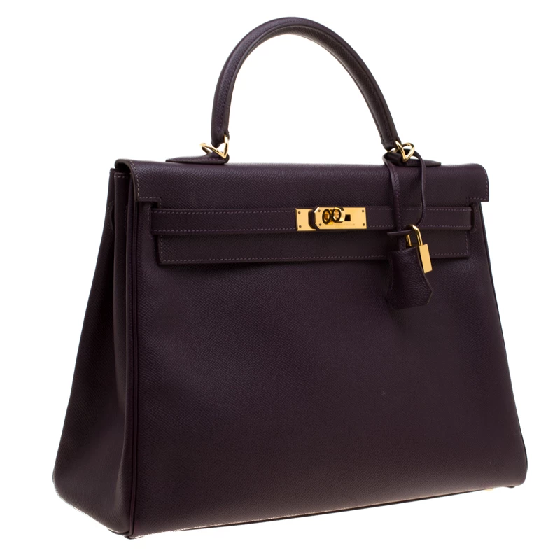 Hermes Raisin Epsom Leather Gold Hardware Kelly Retourne 35 Bag For Women 5 Hermes Raisin Epsom Leather Gold Hardware Kelly Retourne 35 Bag For Women - Image 3