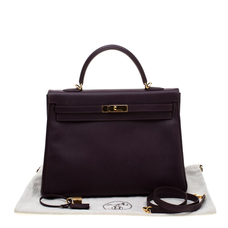 Hermes Raisin Epsom Leather Gold Hardware Kelly Retourne 35 Bag For Women 13 Hermes Raisin Epsom Leather Gold Hardware Kelly Retourne 35 Bag For Women - Image 11