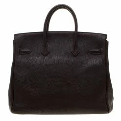 Hermes Chocolate Fjord Leather Palladium Hardware HAC Birkin 32 Bag For Women -Deals Hermes Store luxury women hermes used handbags p185084 007