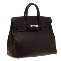 Hermes Chocolate Fjord Leather Palladium Hardware HAC Birkin 32 Bag For Women -Deals Hermes Store luxury women hermes used handbags p185084 008