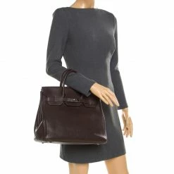 Hermes Chocolate Fjord Leather Palladium Hardware HAC Birkin 32 Bag For Women -Deals Hermes Store luxury women hermes used handbags p185084 014