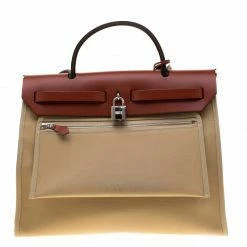 Hermes Trench/Copper Canvas And Leather Herbag Zip 31 Bag For Women 17 Hermes Trench/Copper Canvas And Leather Herbag Zip 31 Bag For Women -Deals Hermes Store luxury women hermes used handbags p186266 006