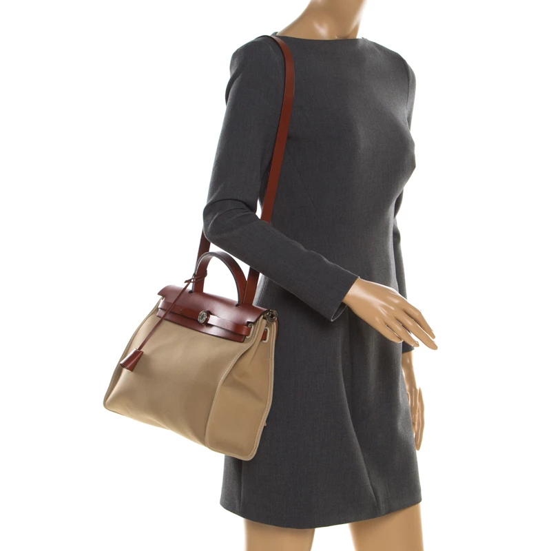 Hermes Trench/Copper Canvas And Leather Herbag Zip 31 Bag For Women 4 Hermes Trench/Copper Canvas And Leather Herbag Zip 31 Bag For Women - Image 2