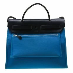 Hermes Blue/Black Canvas And Leather Herbag Zip 31 Bag For Women -Deals Hermes Store luxury women hermes used handbags p197588 007