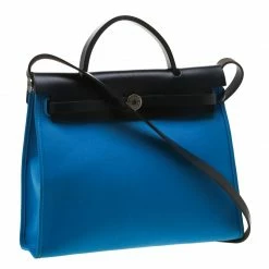 Hermes Blue/Black Canvas And Leather Herbag Zip 31 Bag For Women -Deals Hermes Store luxury women hermes used handbags p197588 009