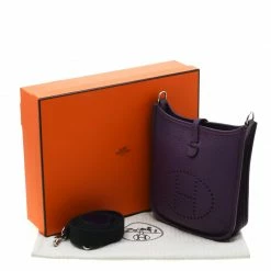 Hermes Ultraviolet Clemence Leather Evelyne TPM Bag For Women -Deals Hermes Store luxury women hermes used handbags p197722 006