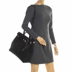 Hermes Black Canvas And Leather 2in1 Herbag Zip 39 Bag For Women 14 Hermes Black Canvas And Leather 2in1 Herbag Zip 39 Bag For Women -Deals Hermes Store luxury women hermes used handbags p198482 001