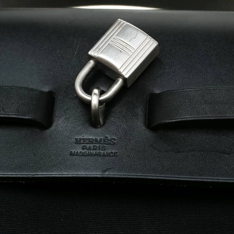 Hermes Black Canvas And Leather 2in1 Herbag Zip 39 Bag For Women 10 Hermes Black Canvas And Leather 2in1 Herbag Zip 39 Bag For Women - Image 8