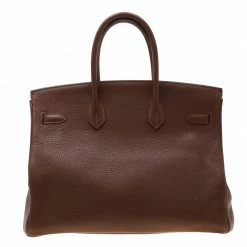 Hermes Brown India Clemence Leather Palladium Hardware Birkin 35 Bag For Women -Deals Hermes Store luxury women hermes used handbags p198541 004