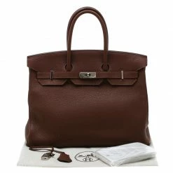 Hermes Brown India Clemence Leather Palladium Hardware Birkin 35 Bag For Women -Deals Hermes Store luxury women hermes used handbags p198541 013