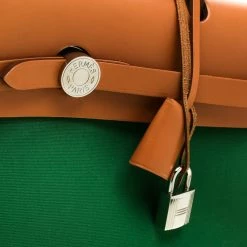 Hermes Green/Brown Canvas And Leather Herbag Zip 31 Bag For Women -Deals Hermes Store luxury women hermes used handbags p198655 009