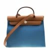 Hermes Blue/Brown Canvas And Leather Herbag Zip 31 Bag For Women