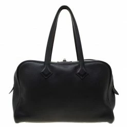 Hermes Black Leather Victoria II Fourre Tout 35 Bag For Women -Deals Hermes Store luxury women hermes used handbags p200141 007