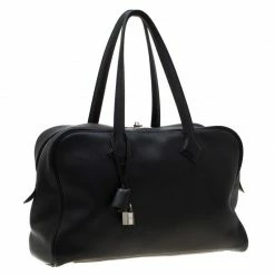Hermes Black Leather Victoria II Fourre Tout 35 Bag For Women -Deals Hermes Store luxury women hermes used handbags p200141 008