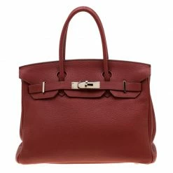 Hermes Rouge Grenat Togo Leather Palladium Hardware Birkin 30 Bag For Women