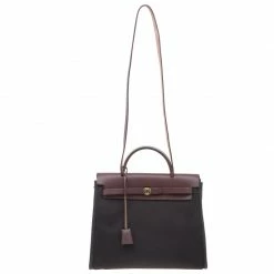 Hermes Noir Toile Herbag Zip 31 CM For Women -Deals Hermes Store luxury women hermes used handbags p2019 006