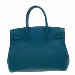 Hermes Bleu De Galice Togo Leather Gold Hardware Birkin 30 Bag For Women -Deals Hermes Store luxury women hermes used handbags p204890 008