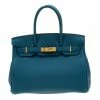 Hermes Bleu De Galice Togo Leather Gold Hardware Birkin 30 Bag For Women -Deals Hermes Store luxury women hermes used handbags p204890 010