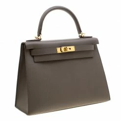 Hermes Etain Epsom Leather Gold Hardware Kelly Sellier 28 Bag For Women -Deals Hermes Store luxury women hermes used handbags p205284 008