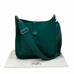 Hermes Vert Vertigo Epsom Leather Evelyne III GM Bag For Women -Deals Hermes Store luxury women hermes used handbags p207648 008
