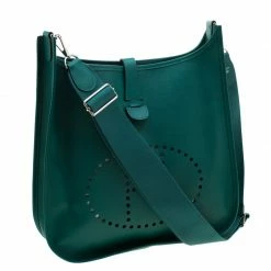 Hermes Vert Vertigo Epsom Leather Evelyne III GM Bag For Women -Deals Hermes Store luxury women hermes used handbags p207648 009